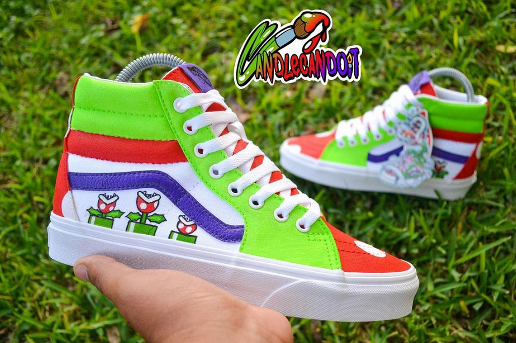 custom sneakers, “Mario” High Top Vans by Candlecandoit