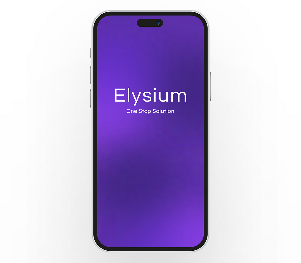 Elysium mobile app’s splash screen.