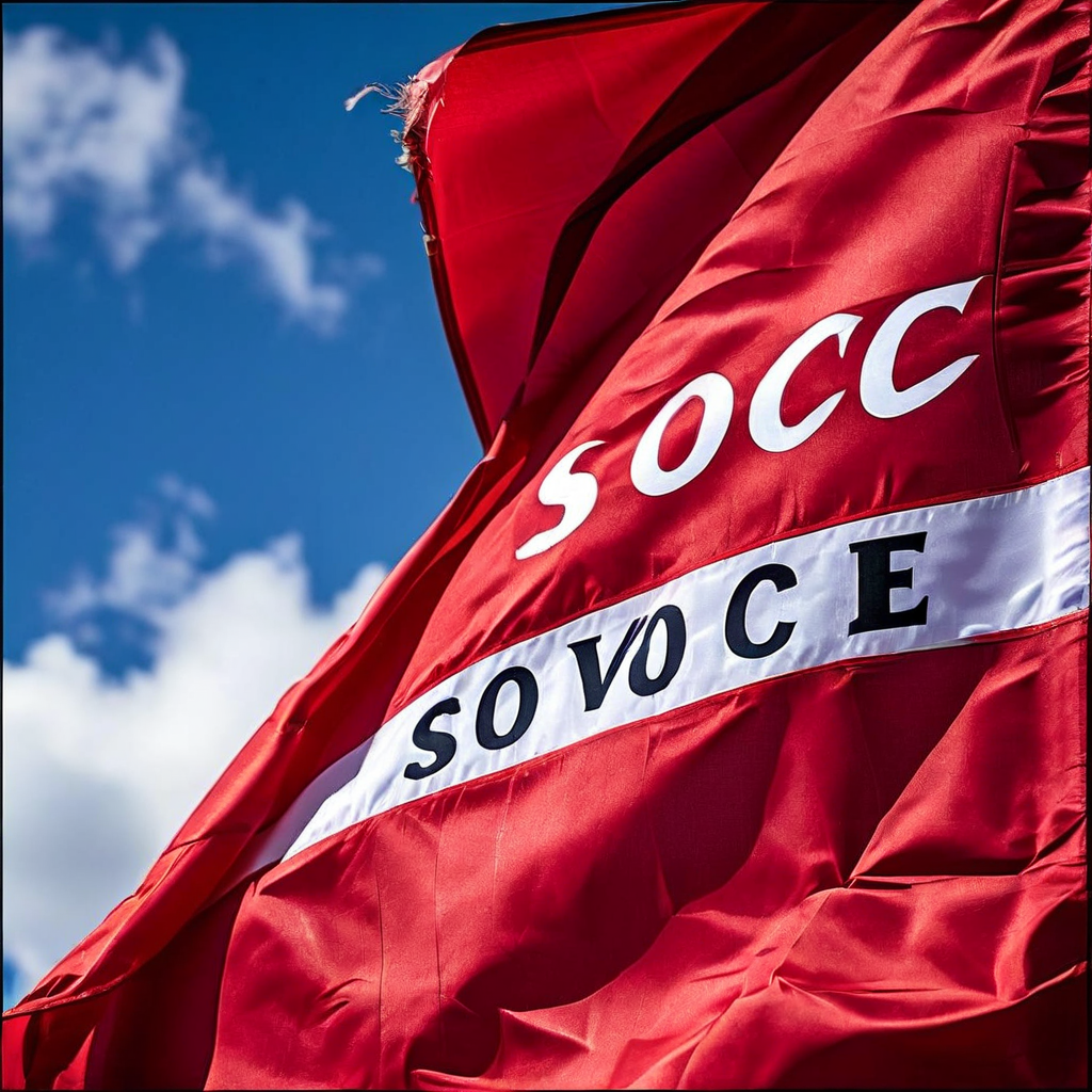 pic of a flag banner of the Soto Voce Resistance Movement