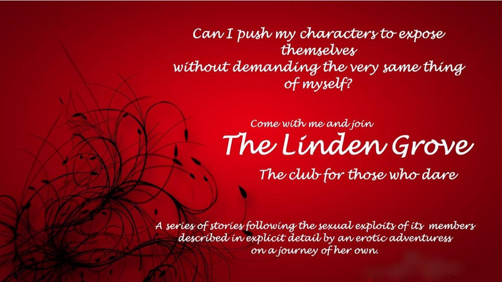 Sexy red background. Introducing The Linden Grove book series. Come join the club and follow the sexual exploits of the members of the Linden Grove.