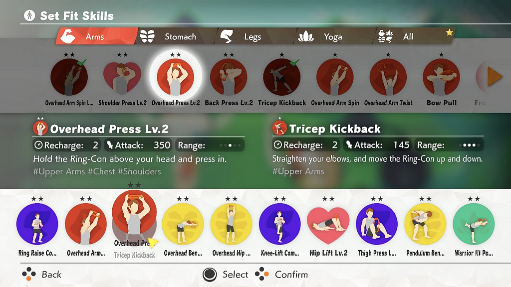 In Ring Fit Adventure, people can choose different fitness skill combinations.