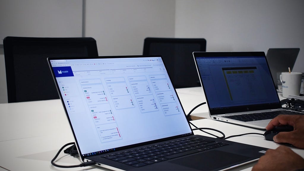 Still image of a modellr™ dashboard on laptop screen