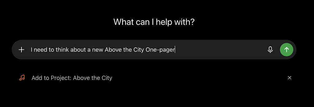 ChatGPT recommending to add a chat to a Project