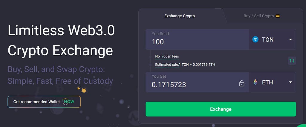 Exchange TON for ETH with ChangeNow