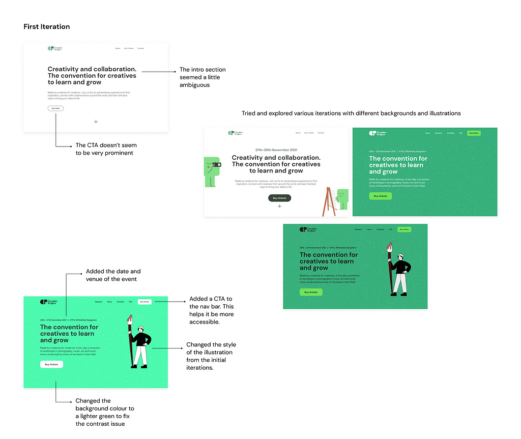 hero section initial iterations