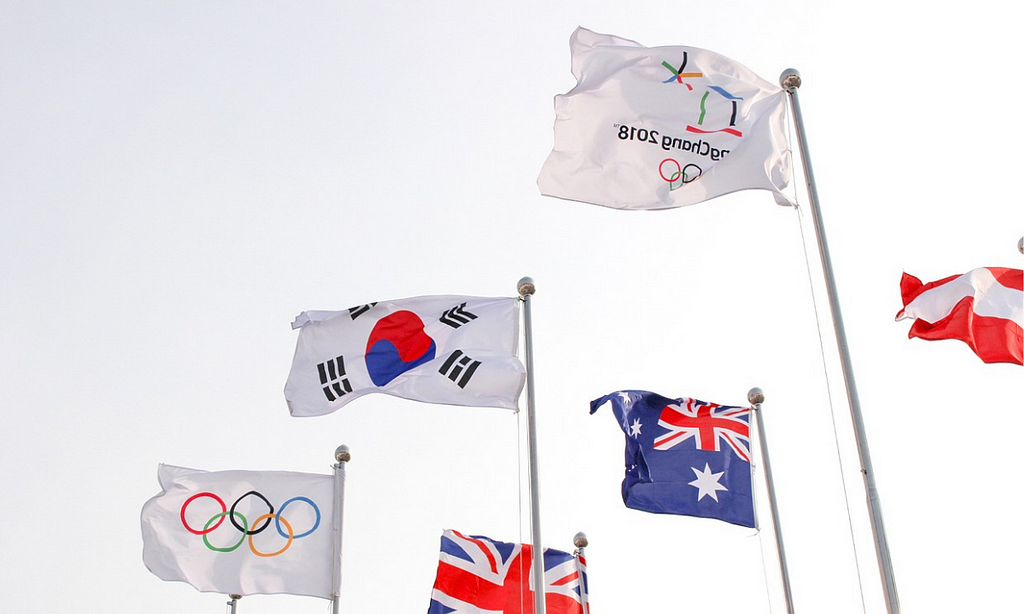 Various flags at the Olympics
