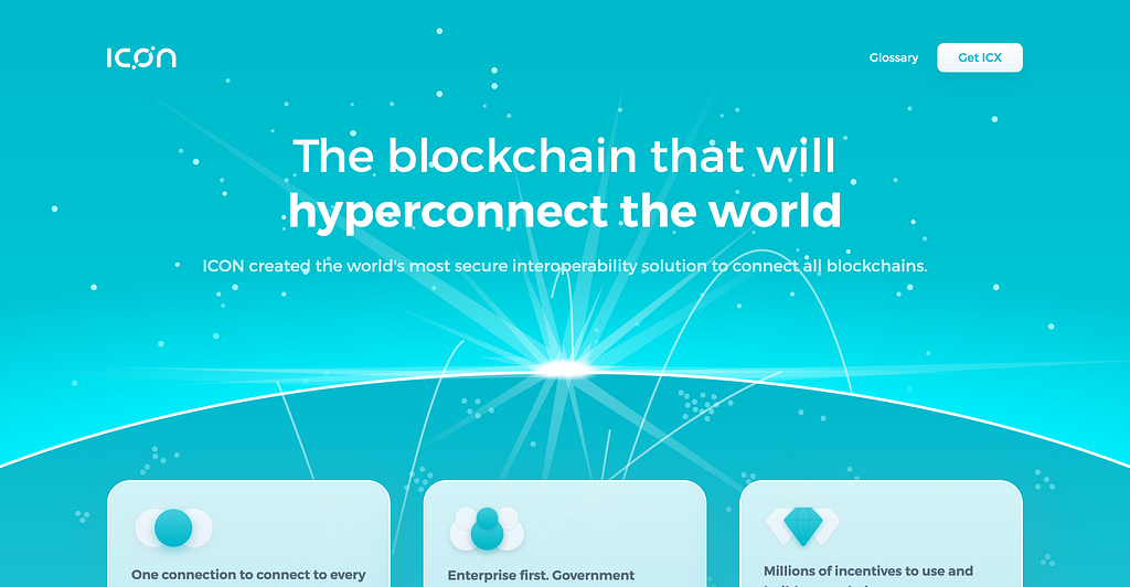 The hero for whyicx.com. The blockchain that will hyperconnect the world ICON created the world’s most secure interoperability solution to connect all blockchains.