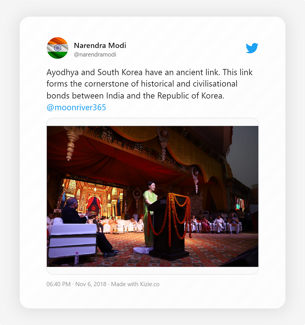 Prime Minister Narendra Modi mentioning about civilisational ties between India and South Korea.