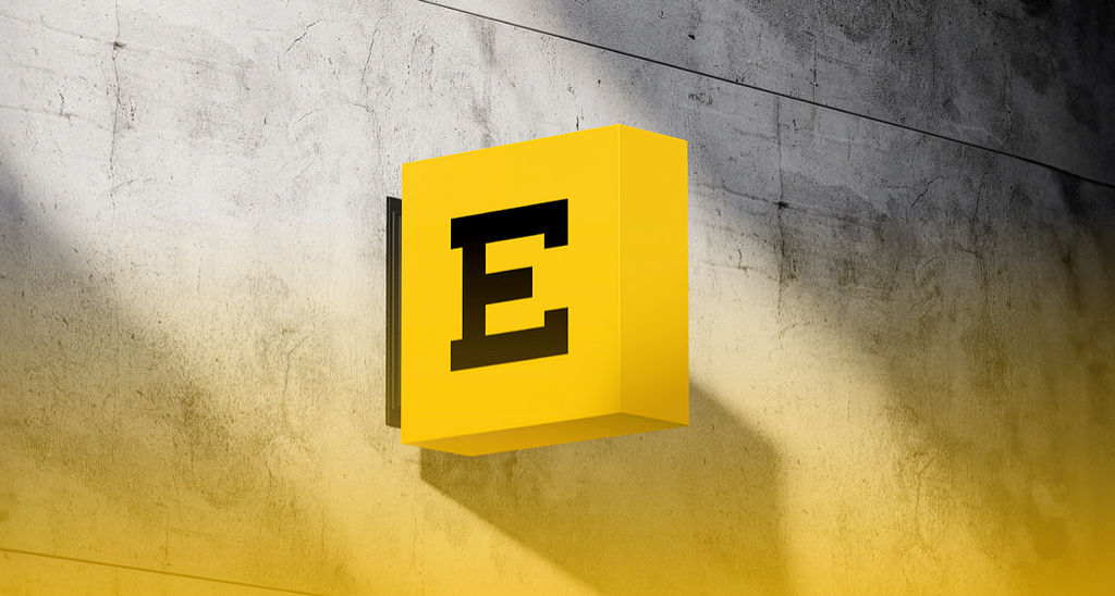 Eidetic logo with capital E, yellow background