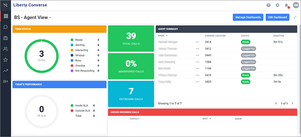 Liberty Converse Dashboard for Bereavement Services