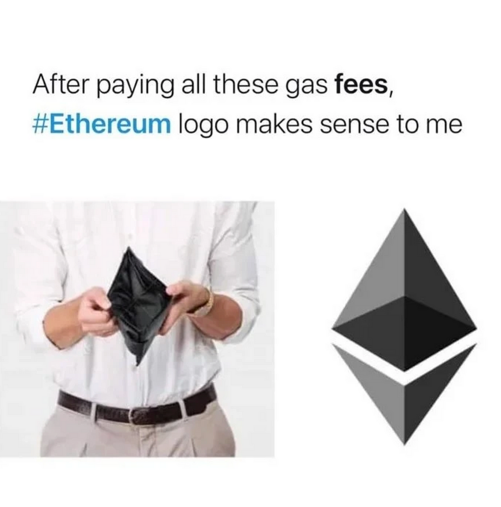 After paying all these gas fees, ethereum logo makes sense to me. — nft,ethereum,gas fee, opensea