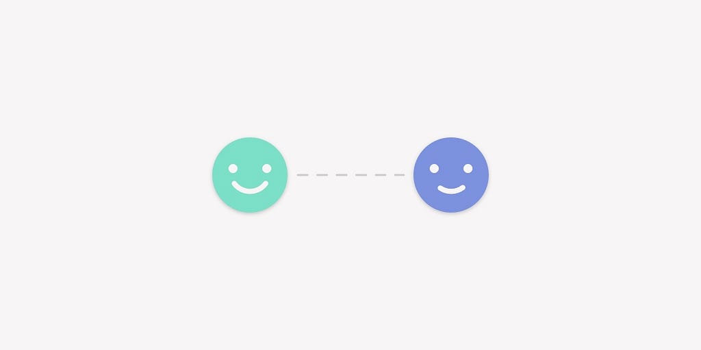 Two smiling faces graphic