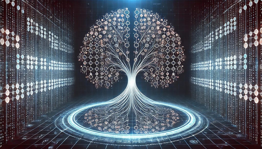 Digital illustration of two identical binary trees, emphasizing the concept of tree equality in algorithmic analysis.
