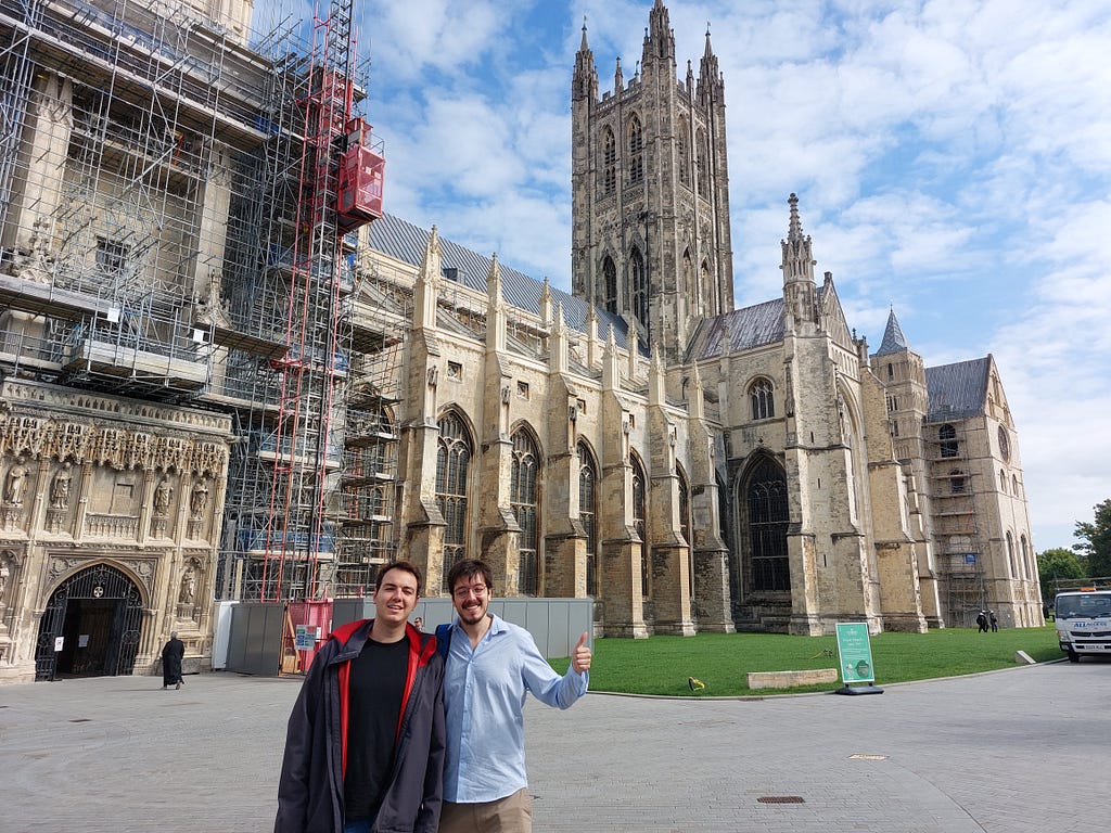 Antonello Mirone and his brother (Francesco) during a visit in 2022 when the works started (Canterbury Cathedral).