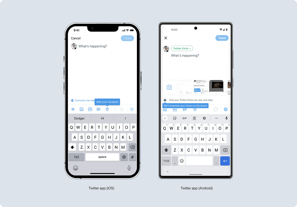 Keyboards for writing tweets in X app