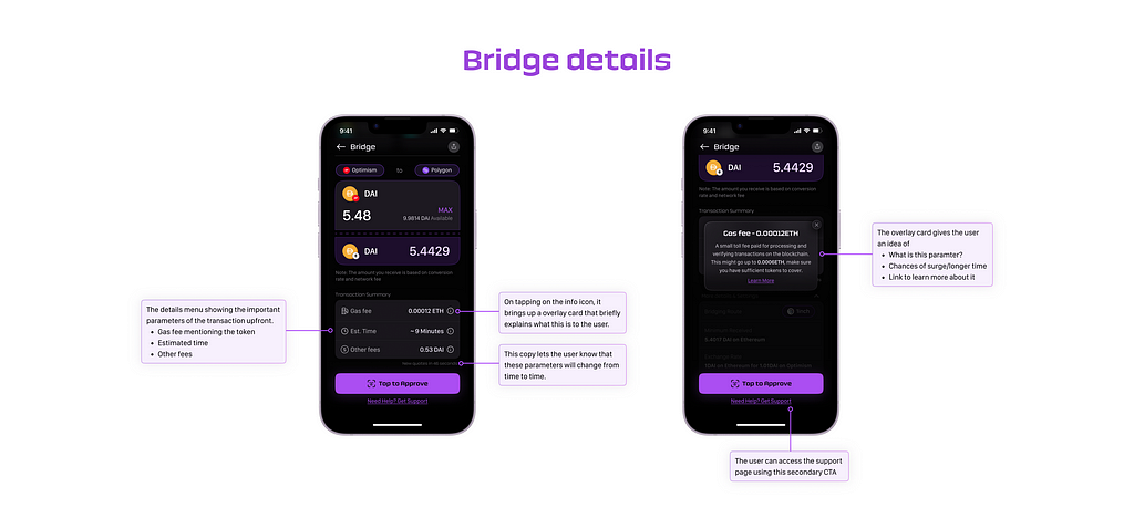 UI of bridge details