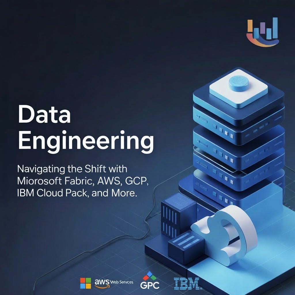Data Engineering: Navigating the Shift with Microsoft Fabric, AWS, GCP, IBM Cloud Pack, and More