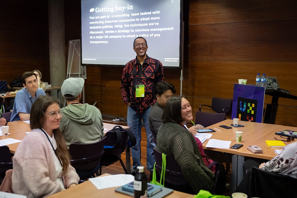 David Dylan Thomas interacting with the attendees at the workshop.