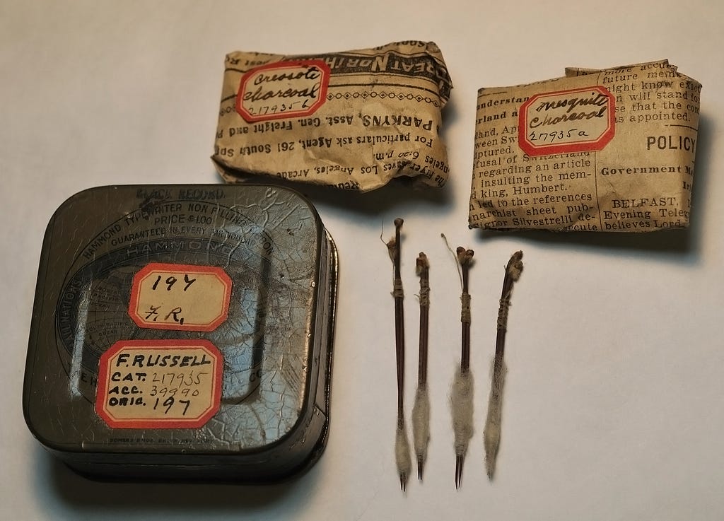 Akimel O’odham (Pima) tattooing kit from Arizona collected by Frank Russell, ca. 1900