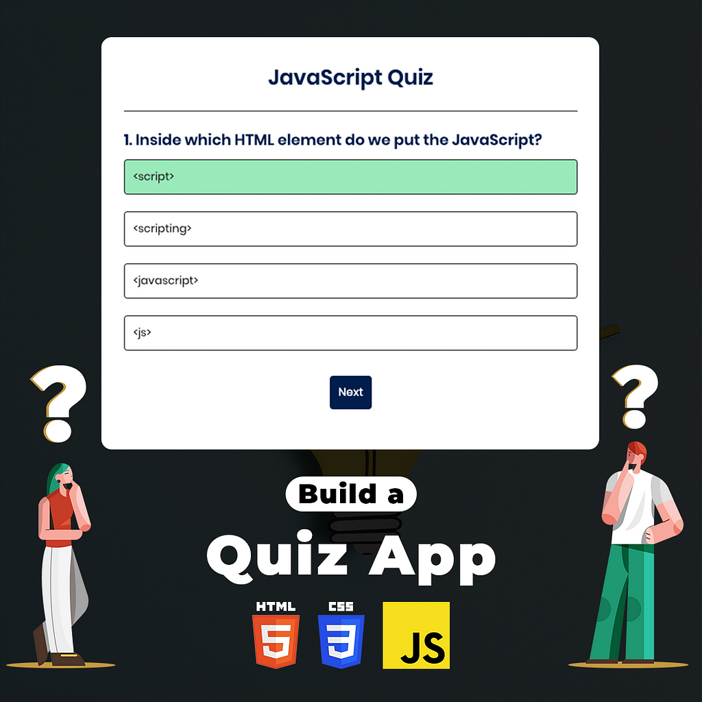 Quiz App Using JavaScript | Build Quiz App using HTML CSS & Javascript