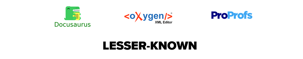 Lesser-known tools: Oxygen, ProProfs, and Docusaurus logos