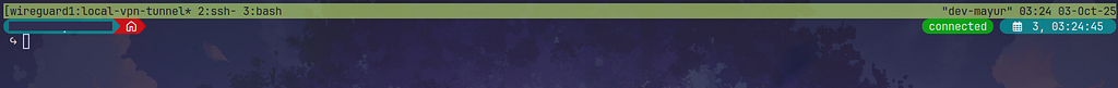 Custom terminal prompt indicating successful tunnel connection
