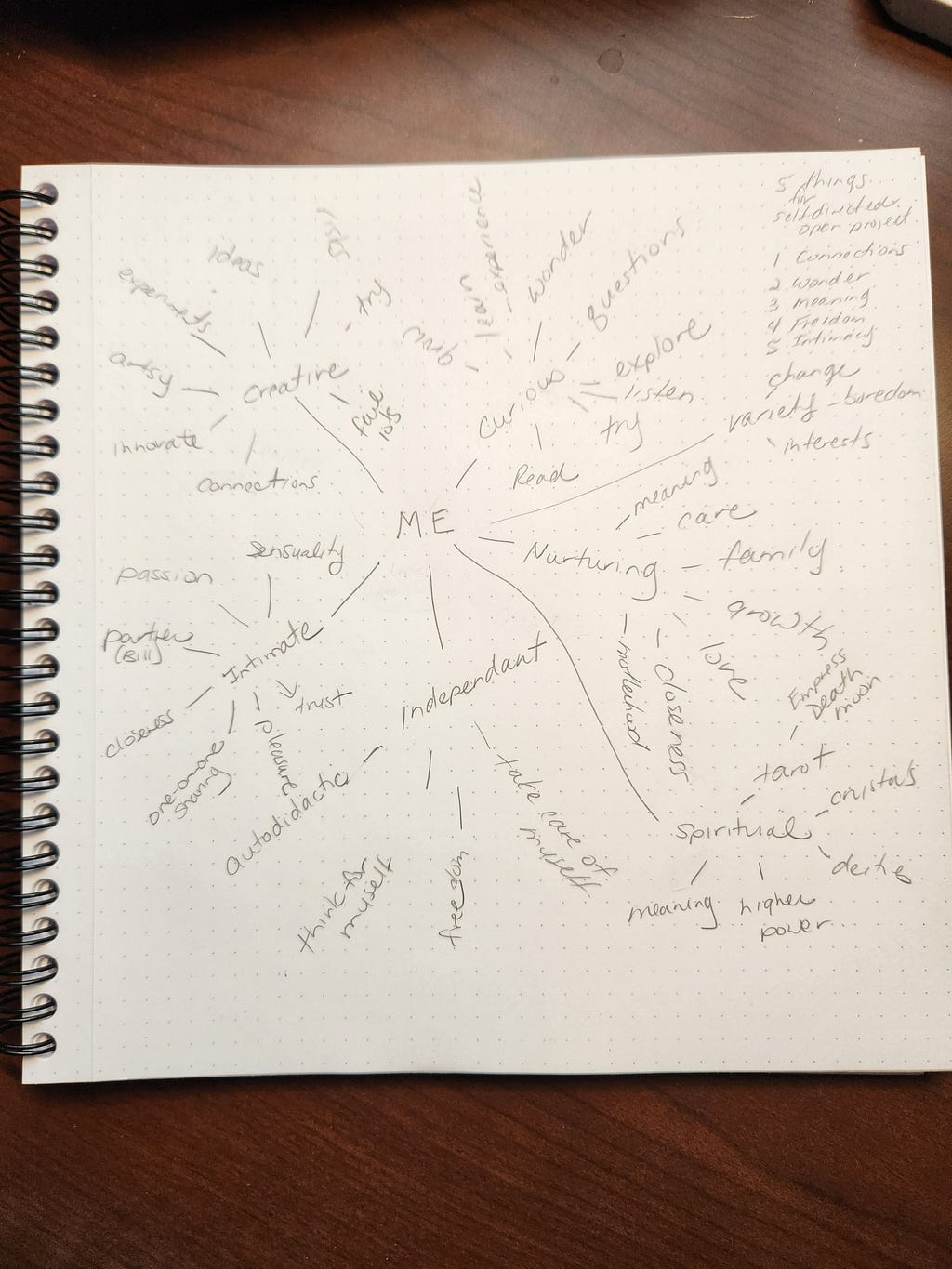 A written mind map about me.