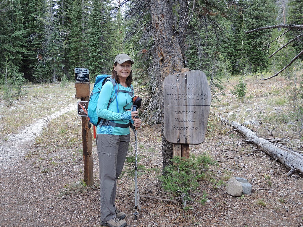 Kristin Simanek, FWS Artist and Senior Graphic Designer at the National Conservation Training Center, hiking in the Sawtooth Wilderness of Idaho.