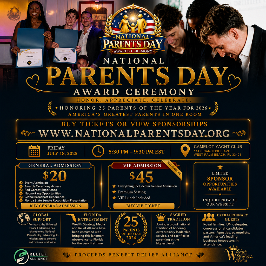 Wealth Strategy Media and Relief Alliance to Host National Parents Day Award Ceremony 2026 in West…