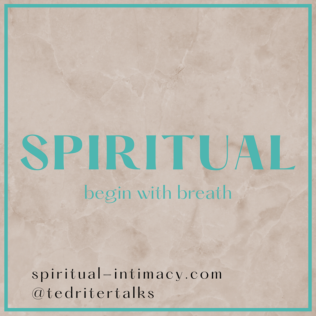 A parchment-colored square with the title: Spiritual. The subtitle is “begin with breath”