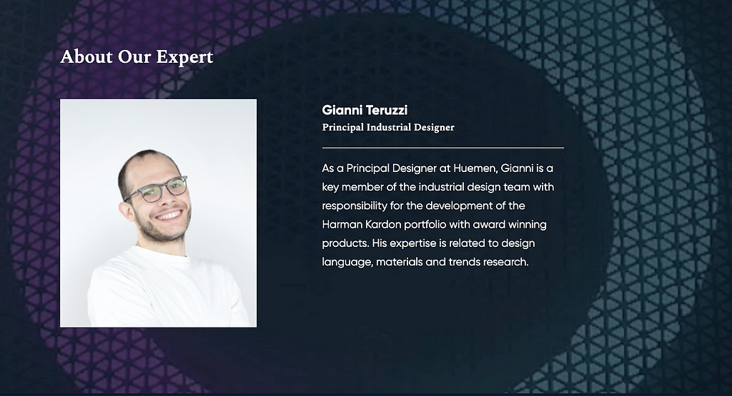 Gianni Teruzzi — Principal Industrial Designer at Huemen Design, Expert Feature