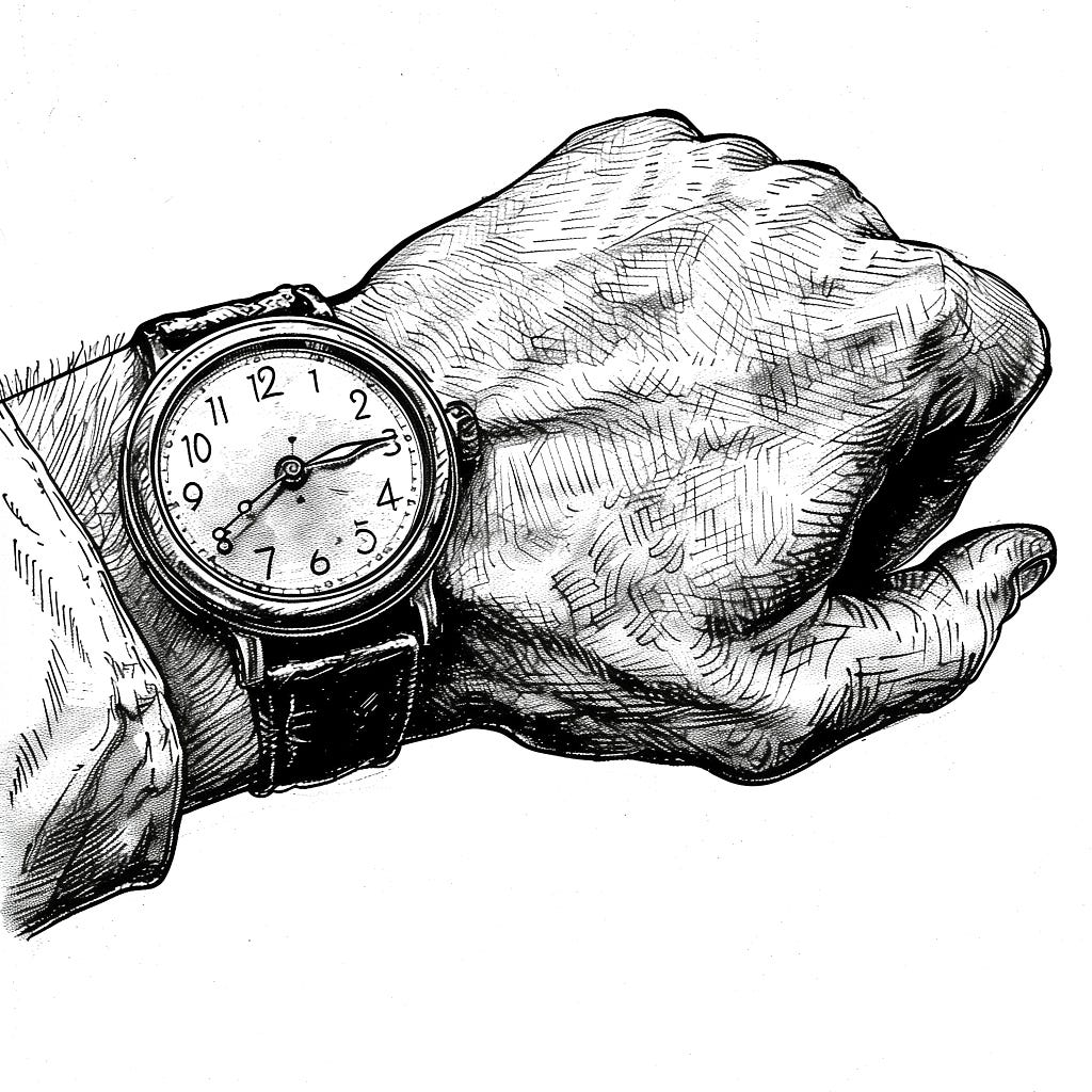 an illustration depicting a hand with a handwatch