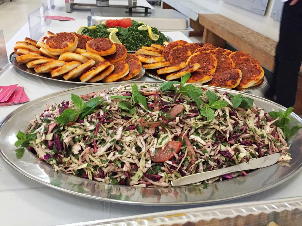 Some of the offerings at Tayybeh, a dinner catered by Syrian refugees to Canada.