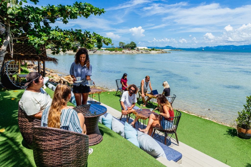 digital nomad coworking space on the beach