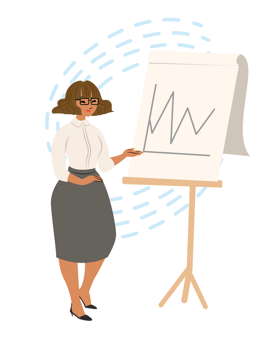 Illustration of a woman giving a presentation.