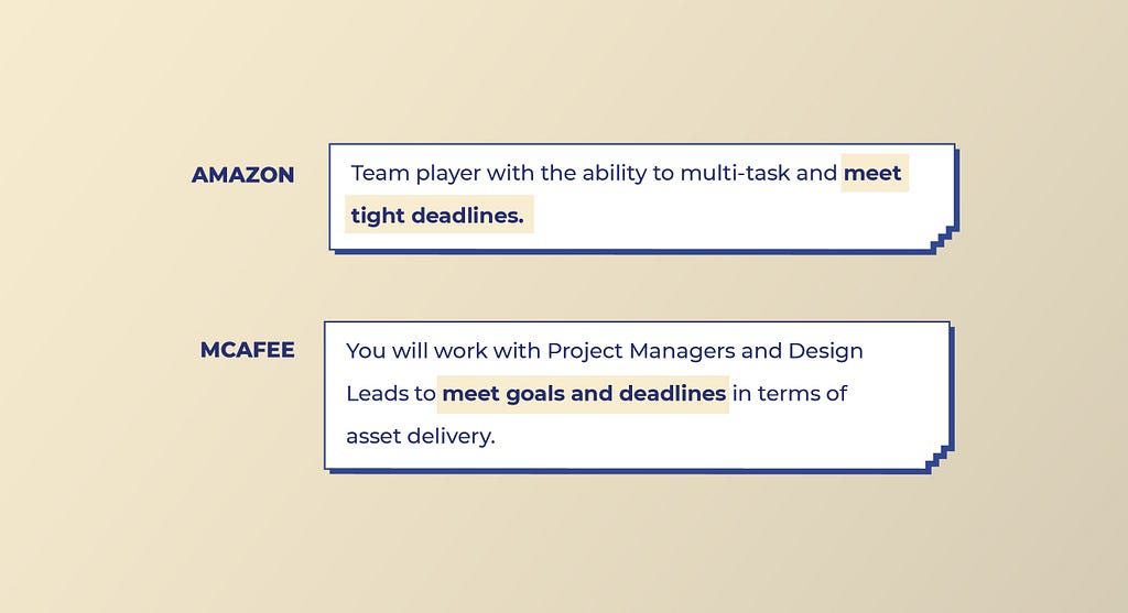 Amazon and McAfee  look for Project Management skills from Visual designers