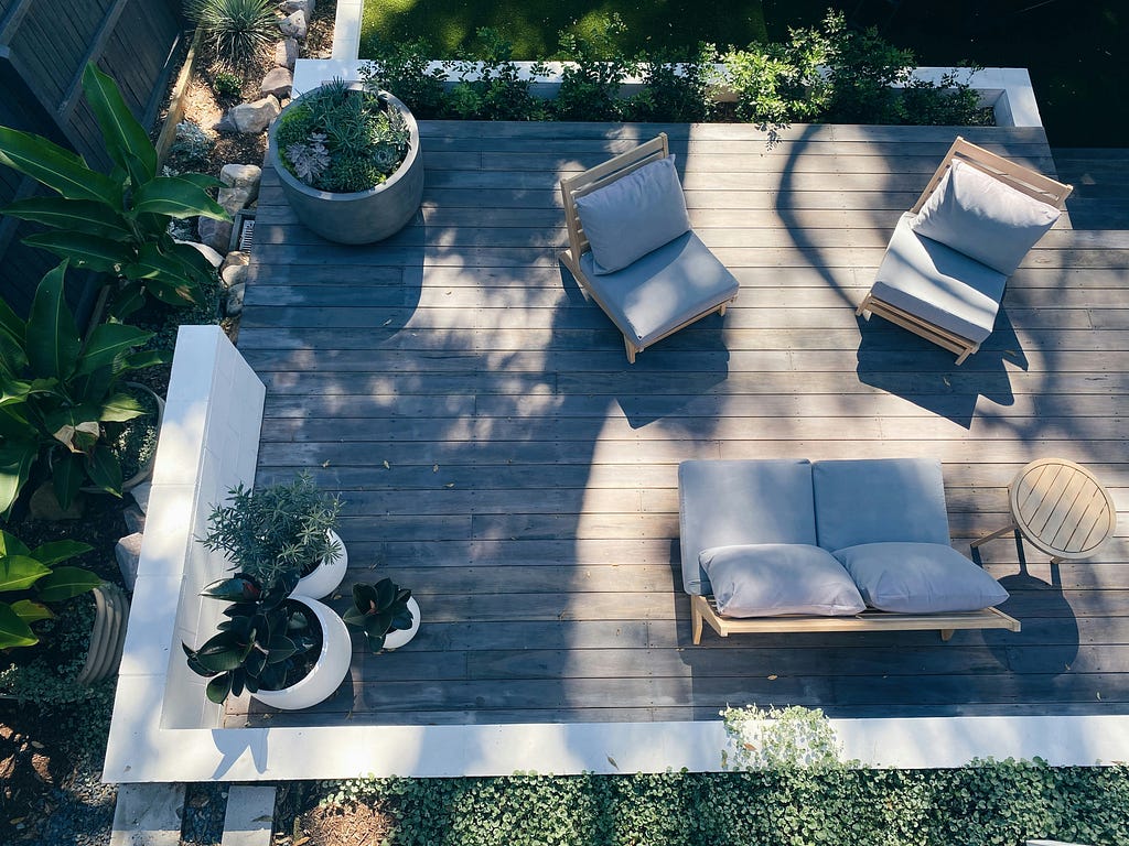 Wooden Deck Patio from overhead view