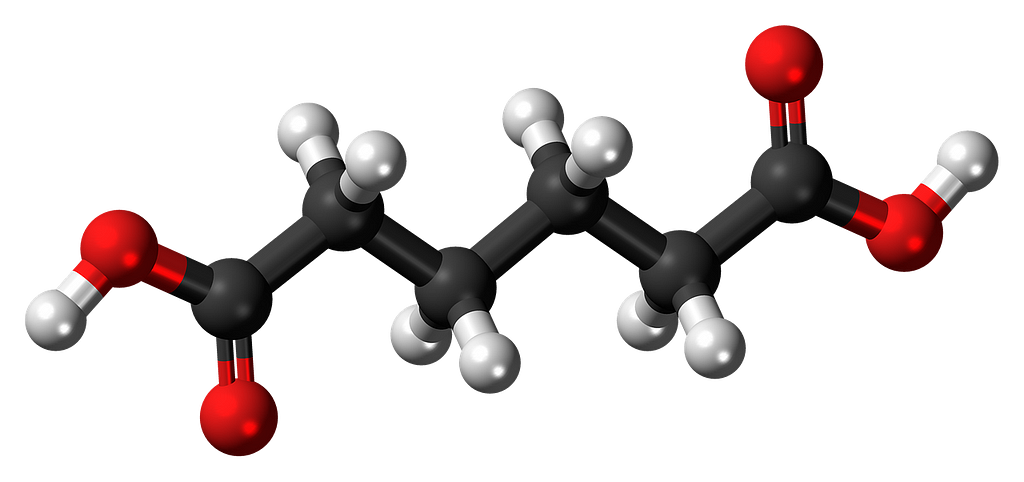 Adipic acid molecules.