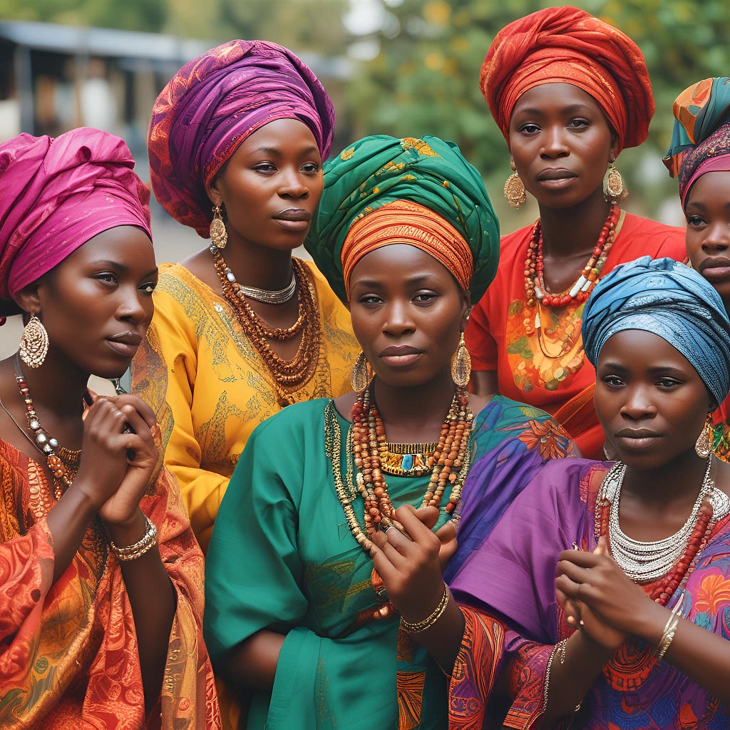 A group of African women looking pitifully sad