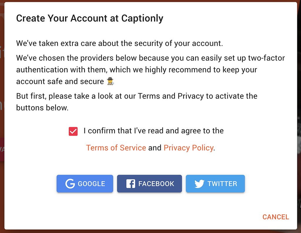 User Authentication at Captionly through Firebase Authentication