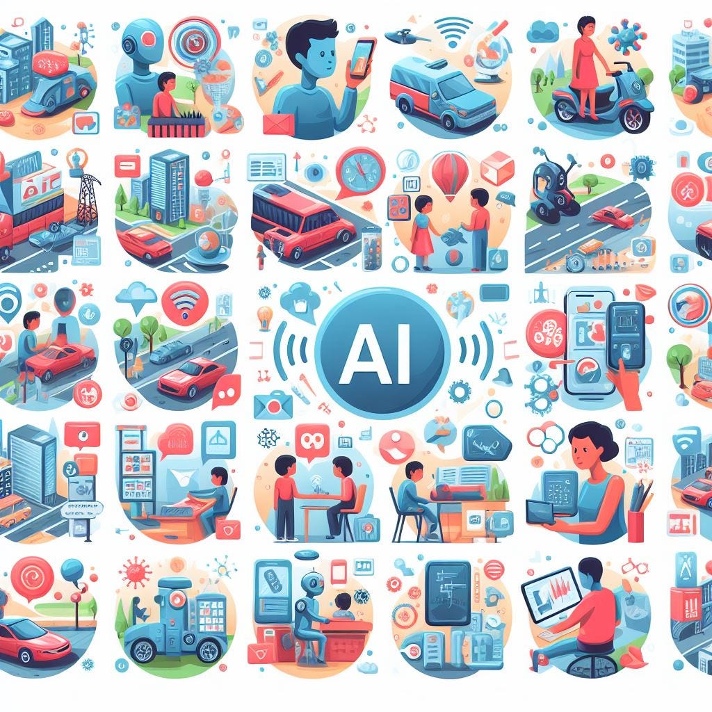 Images representing different applications of AI in our daily lives