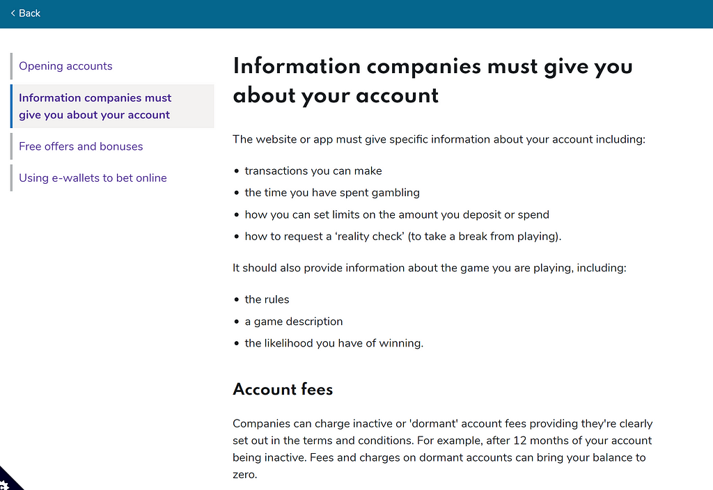 A screenshot of a webpage in our money and rights section of the Beta site.