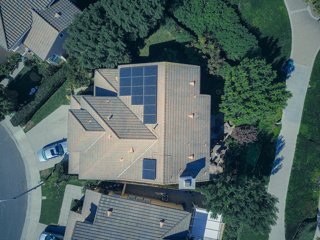 Solar panels on the top of a home