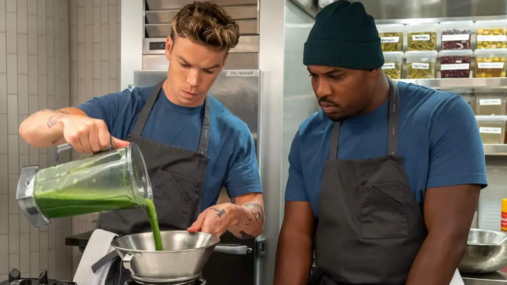 Will Poulter as Luca on season 2 of The Bear alongside Lionel Boyce playing Marcus, learning to cook professional desserts via @brookefernandez on Medium Blog.
