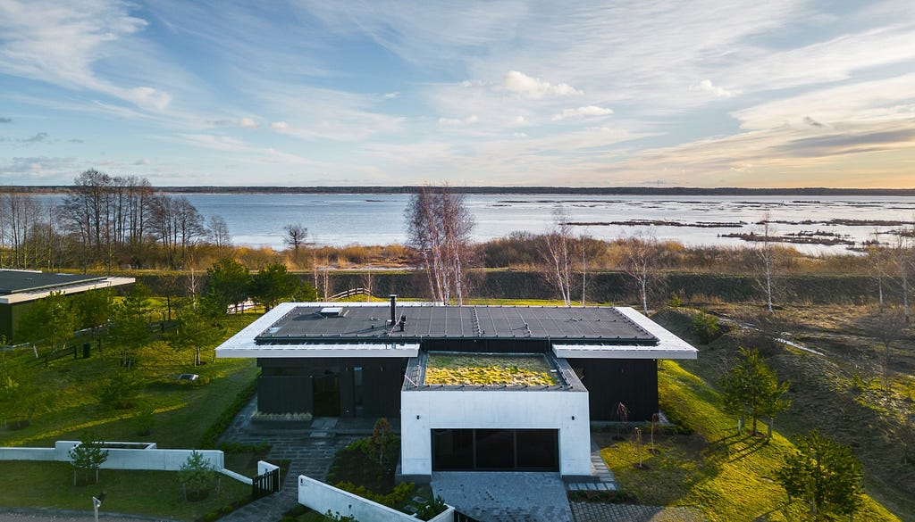 aerial view of the first villa with unobstructed lake views