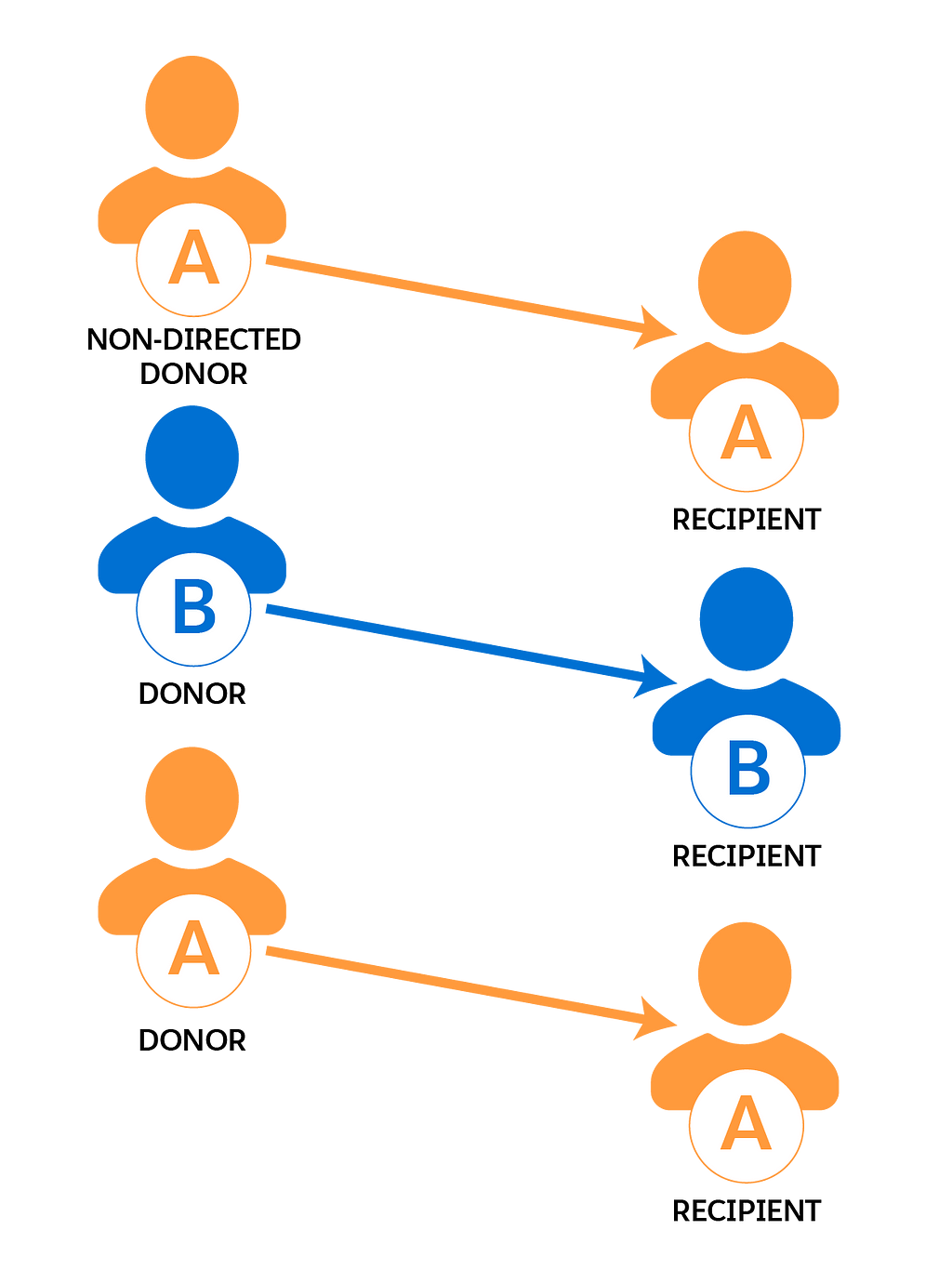 A diagram showing a simplified view of identifying donors