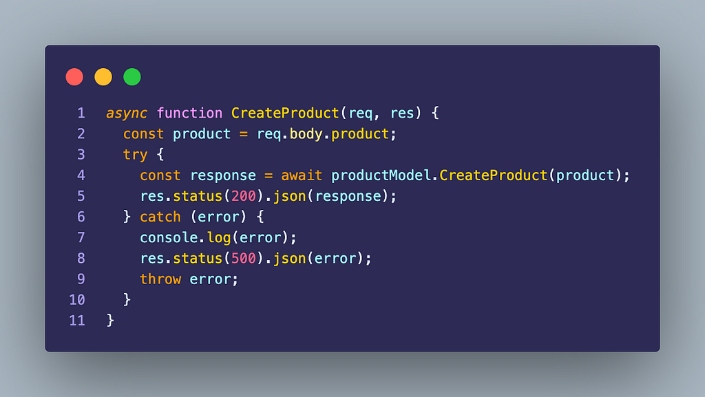 Express Create Product Function
