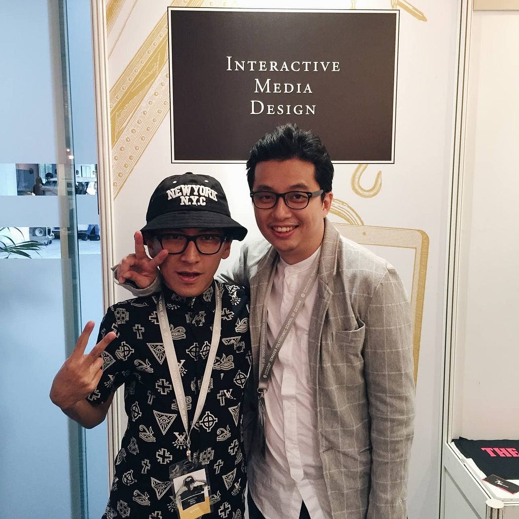 My mentor a former lecturer visiting my design booth during TP Design Show in 2015