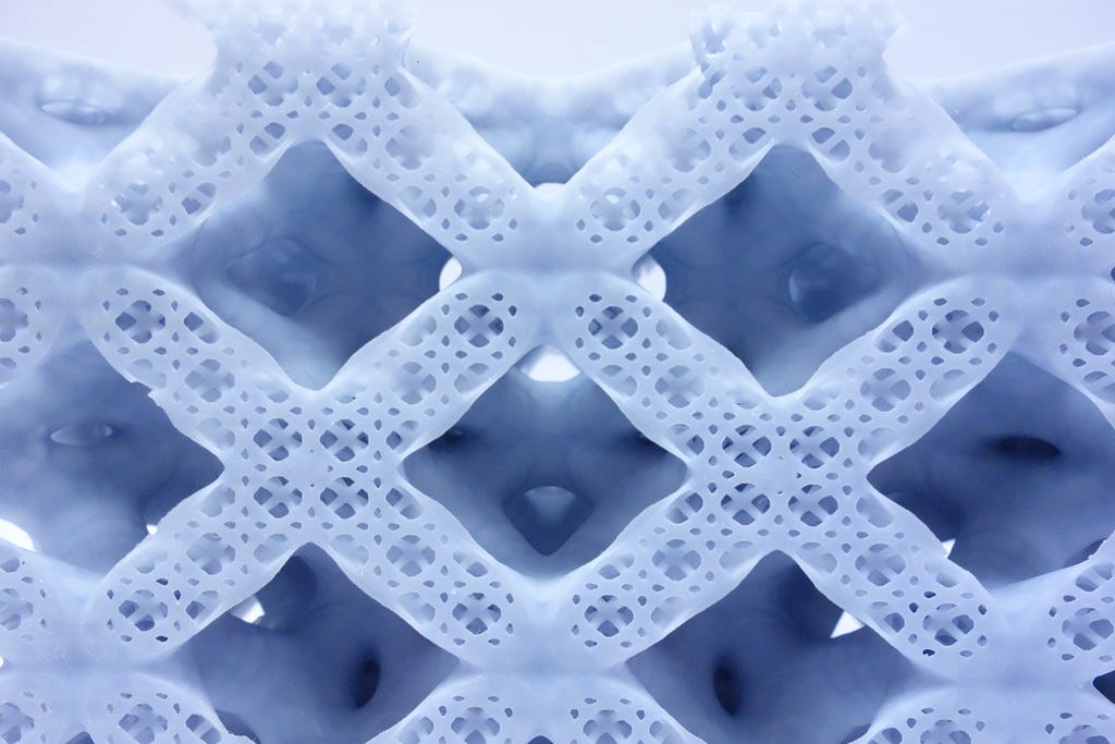 A primary lattice structure filled with a much smaller secondary lattice structure