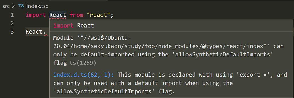 Module can only be default-imported using the allowSyntheticDefaultImports flag error.